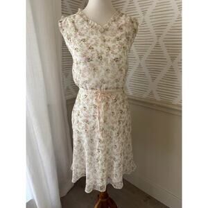 Peyton Place Women’s US Small Vintage Pink Floral Lace Knee Length Dress